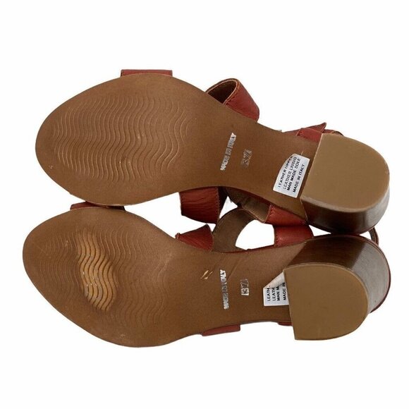 NEW Avellini Women's Slingback Sandals Red Cross Stap Block Heels Italy 6.5 - Picture 6 of 9